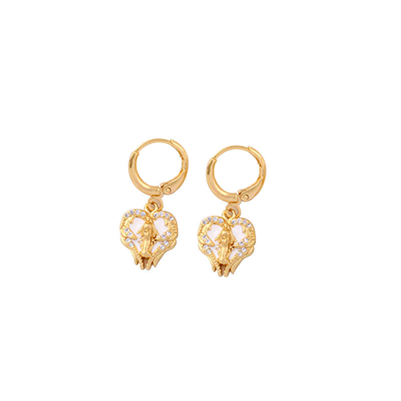 Wholesale Oil Drops Love Heart Our Lady Copper Earrings